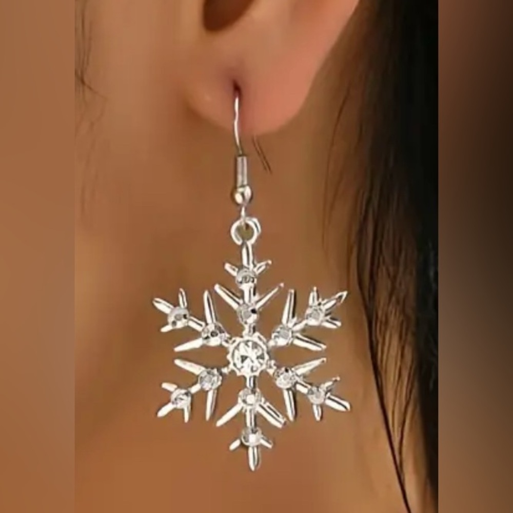 Silver NIP Snowflake Earrings
